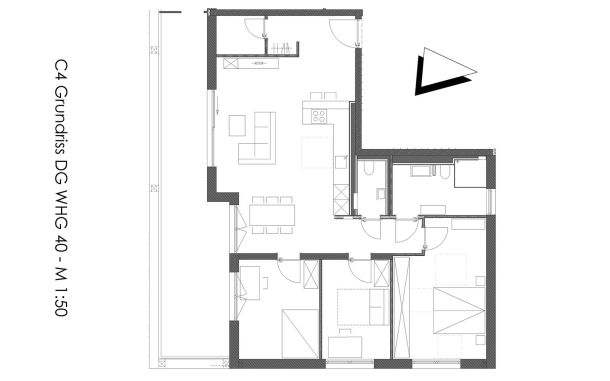 Grundriss von Penthouse-Wohnung mit 4 Zimmern in Plattling