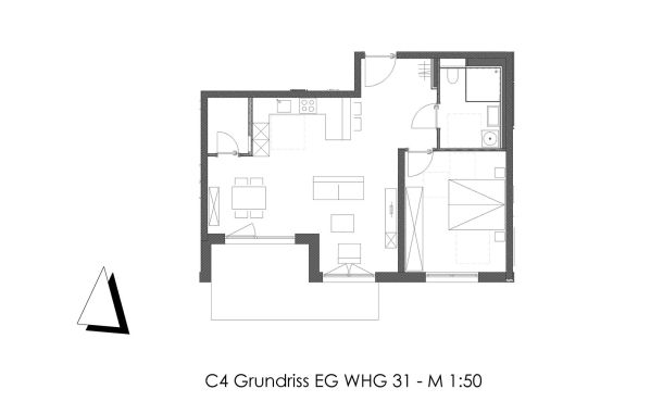 Grundriss von 2-Zimmer-Wohnung in Plattling