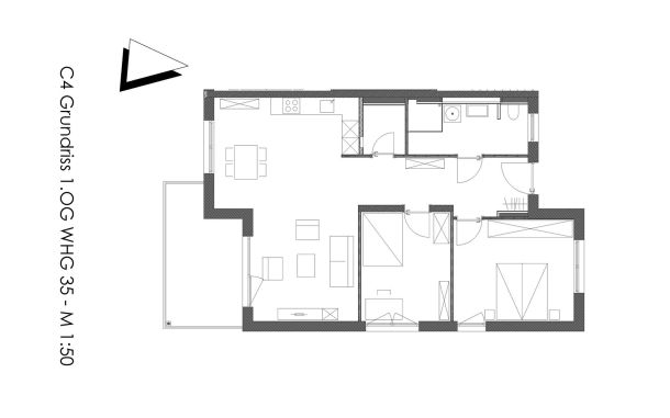 Grundriss von 3-Zimmer-Wohnung in Plattling an der Mühlbachpromenade